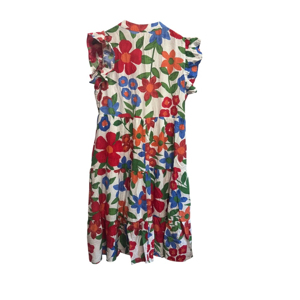 Entro Tiered Midi Dress Womens XL White Floral Excellent Ruffle Sleeve D17567P - Picture 7 of 7